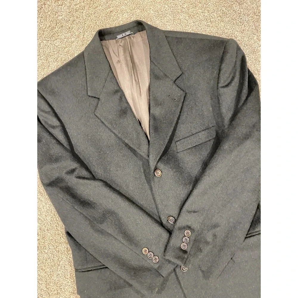 Lanificio Made In Italy Cashmere And Wool Todays Man Black Blazer Jacket Sz 40R‎